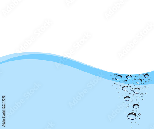 Water bubbles in a stream on a blue card