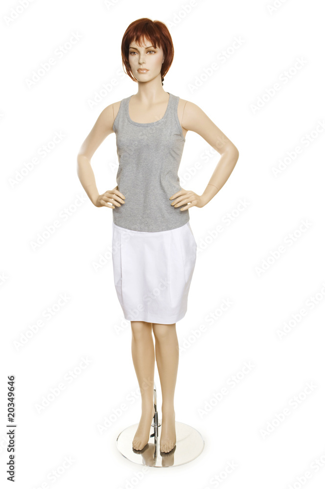 Mannequin with clothing isolated on white