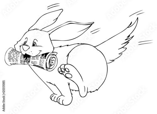Hund, Bote, Zeitung, Verteilung, apportieren