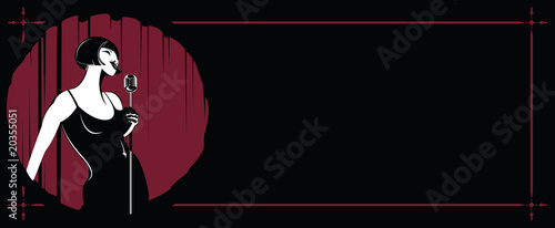 Vector Background: singer in the light of the lantern