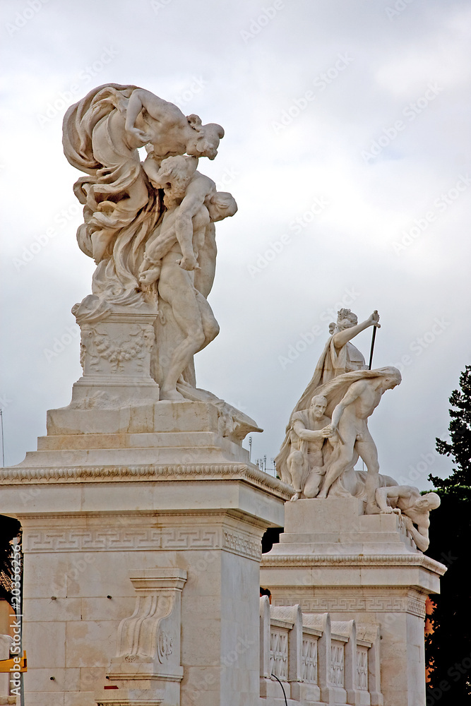 Statues on building Piazza Venezia in Rome
