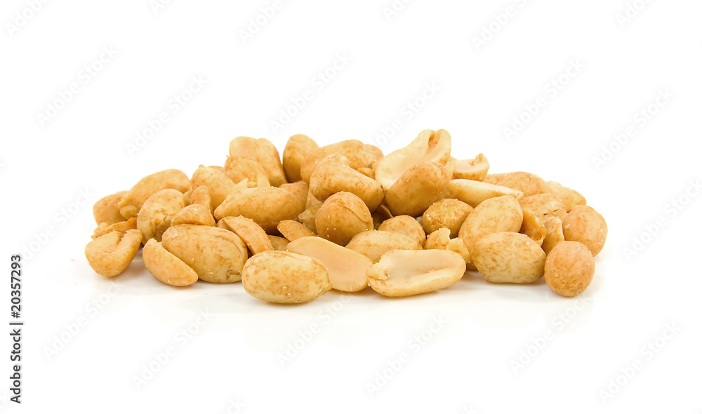 Pile of salted peanuts over white background Pile of salted peanuts over white background