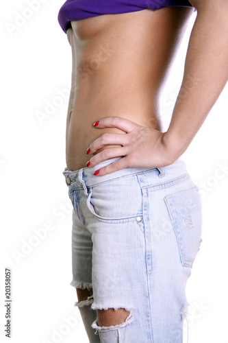 beautiful woman's waist isolated on a white background