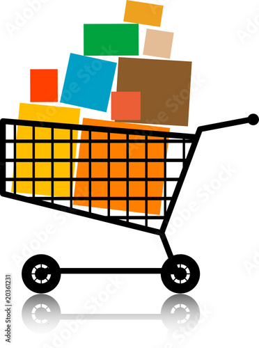 Shopping cart full of different presents