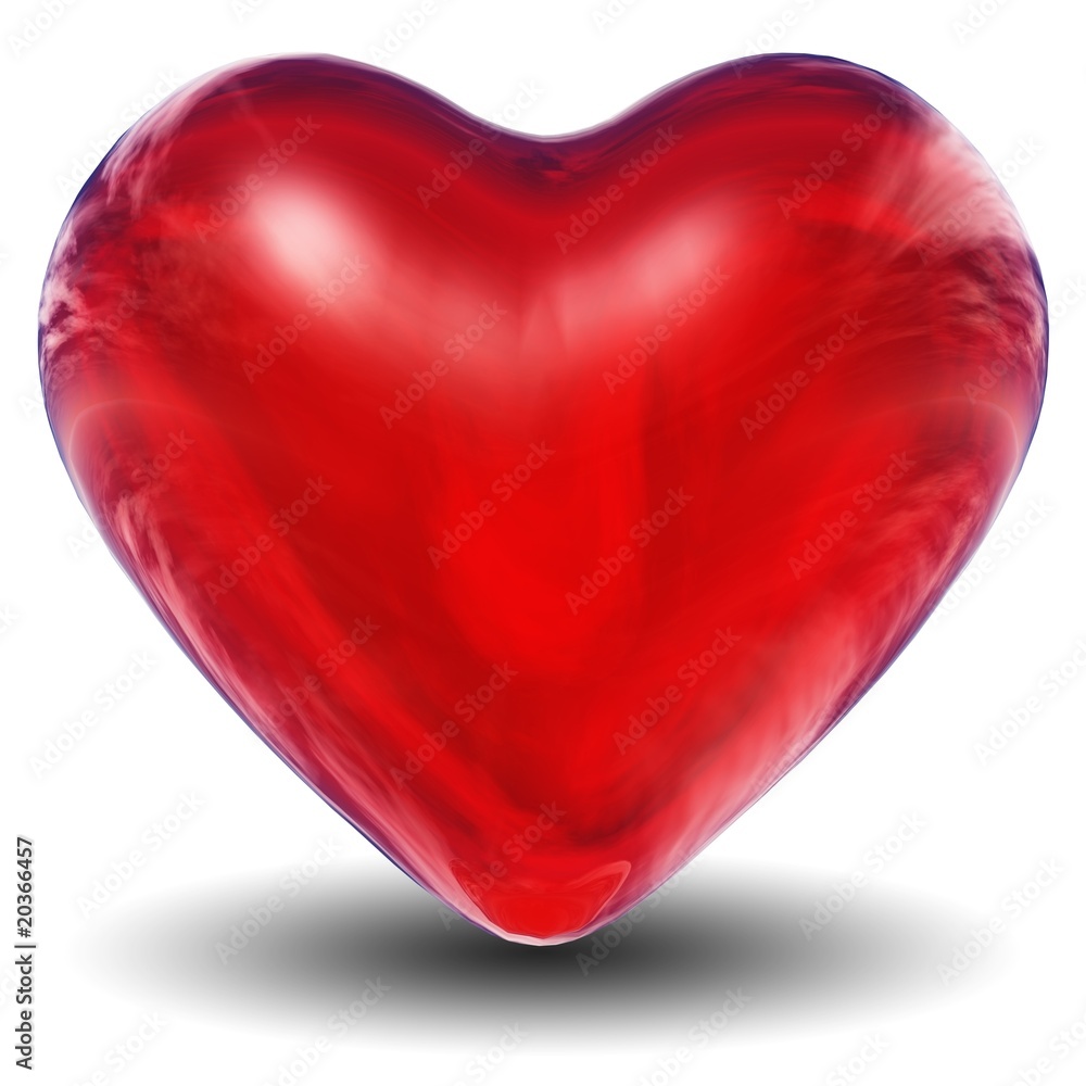 red 3D glass heart for holiday