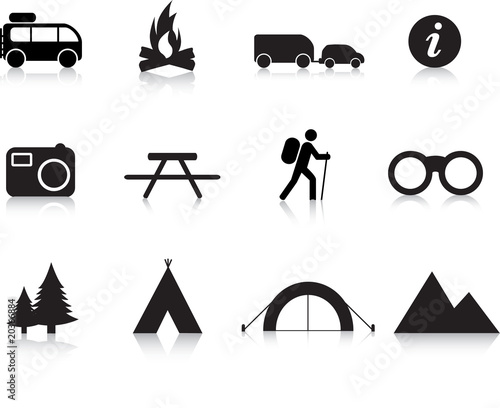 camping and outdoor icon set