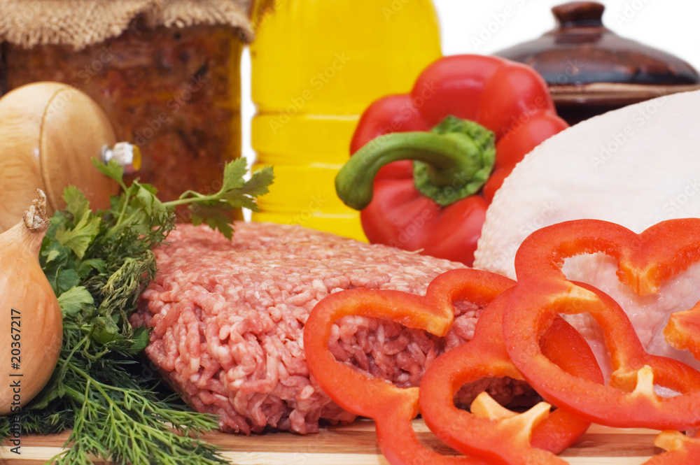 Fresh meat and different components Fresh meat and different components