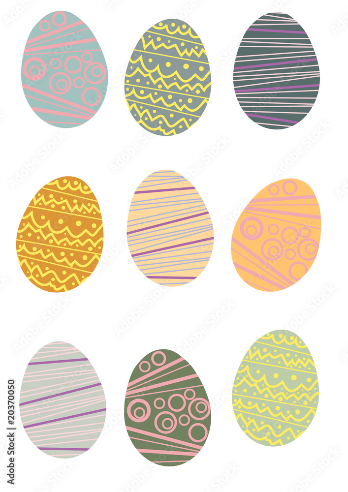 Collection of easter eggs, vector illustration Collection of easter eggs, vector illustration