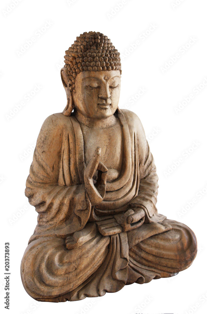 Statua del buddha in legno