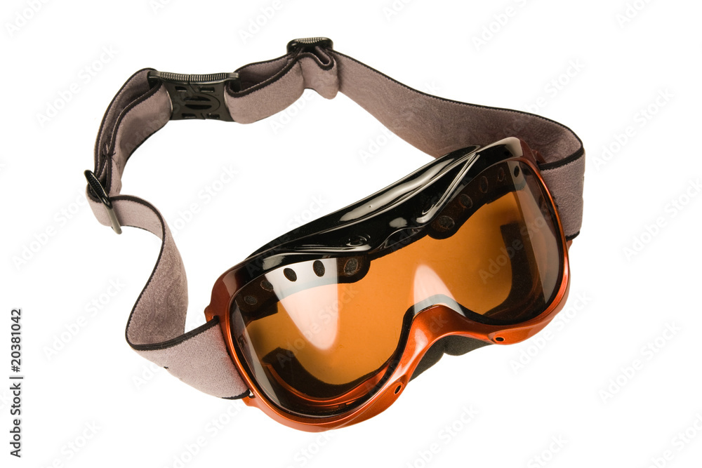 Ski goggles on white background