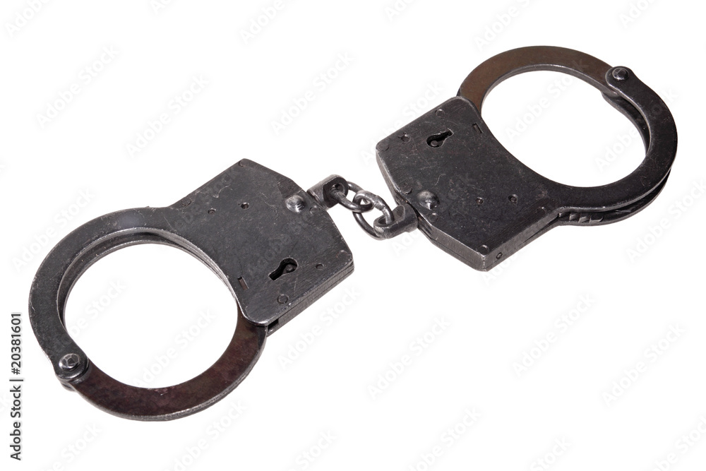 Black handcuffs isolated on white background Black handcuffs isolated on white background