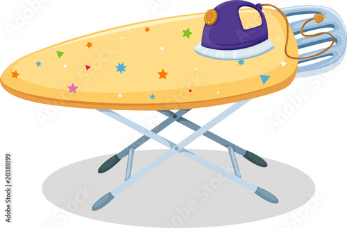 electric iron on the ironing board