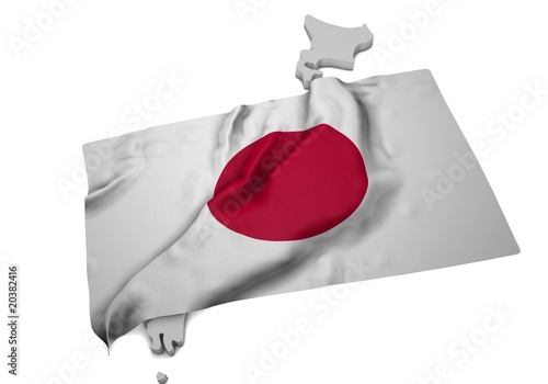 Φωτογραφία realistic ensign covering the shape of Japan ( 日本 )