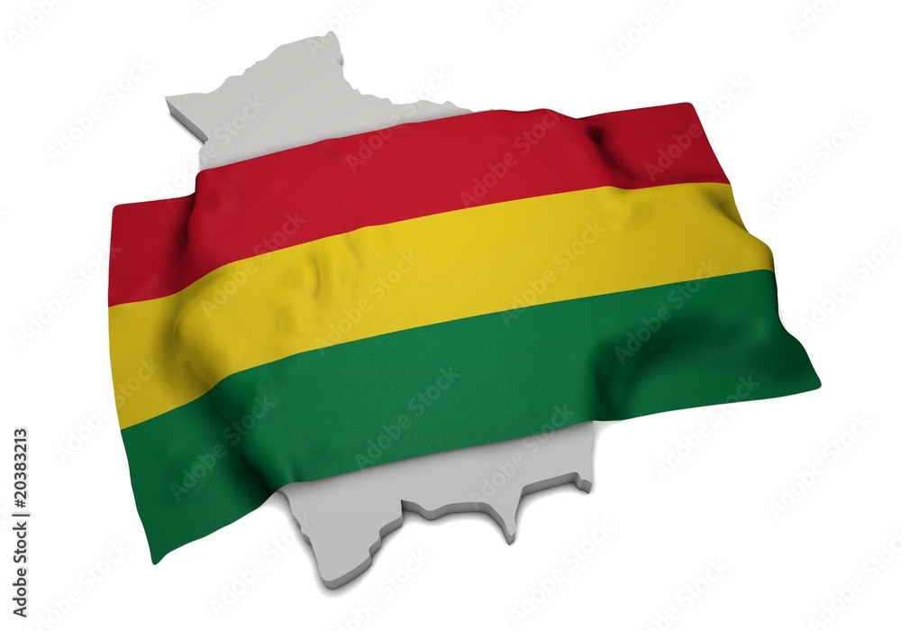 Obraz premium realistic ensign covering the shape of Bolivia