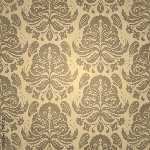 Beige wallpaper with flower patterns