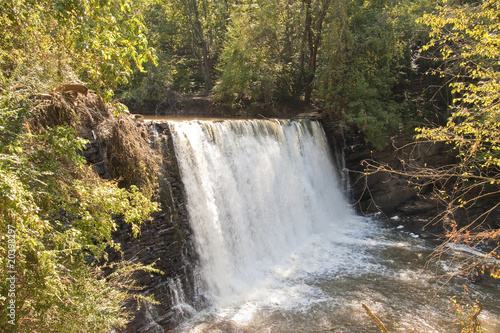 Light Shining on Waterfall