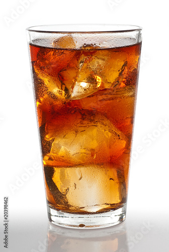 Cold glass of iced tea isolated on white with clipping path