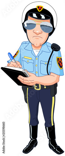 Policeman in uniform writing a ticket