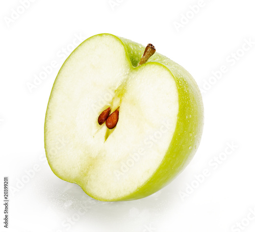 Green Apple Half isolated on white with clipping path