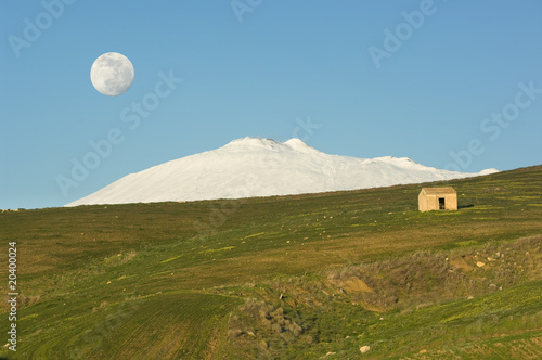 Mount Etna And Full Moon © ollirg