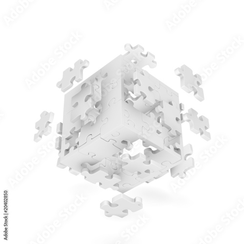 Decomposed cube of puzzle