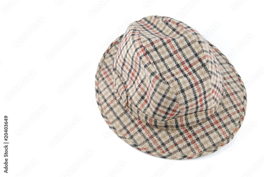 Fototapeta premium Checked brown hat on white