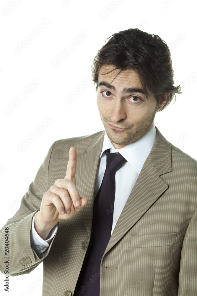 jeune homme business mise en garde sourire jeune homme business mise en garde sourire