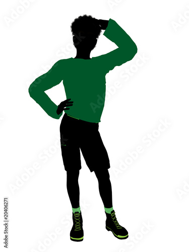 African American Male Teenager Illustration Silhouette