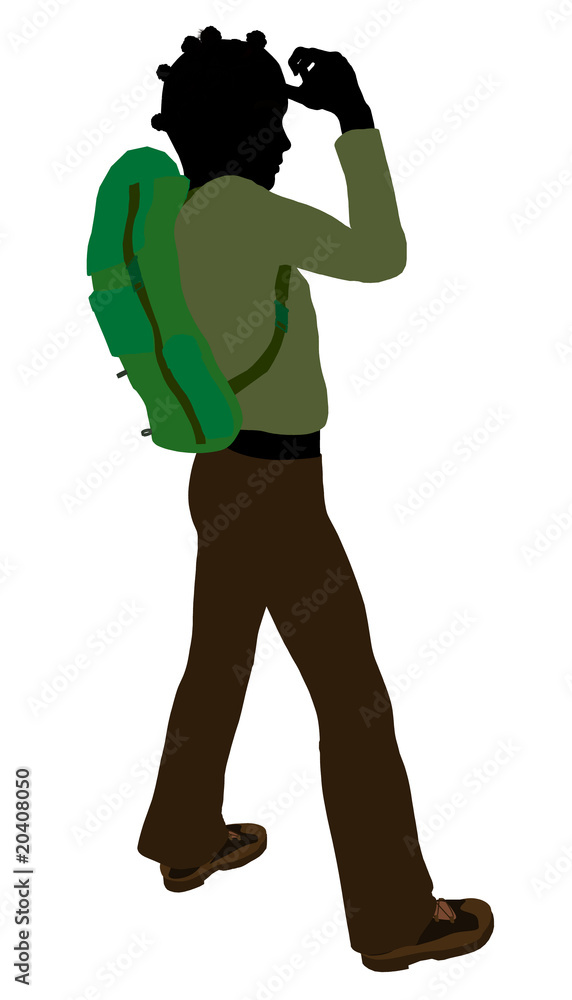 African American Teen Hiker Silhouette African American Teen Hiker Silhouette
