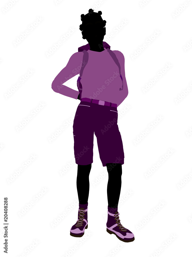 African American Teen Hiker Silhouette African American Teen Hiker Silhouette