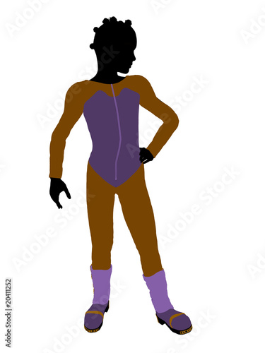 African American Female Teen Skier Illustration Silhouette