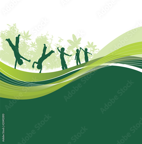 children on a woodland setting
