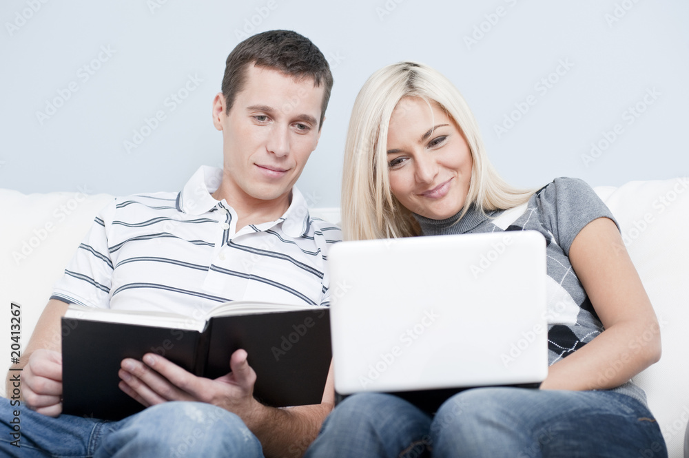 Couple Relaxing on Couch Couple Relaxing on Couch