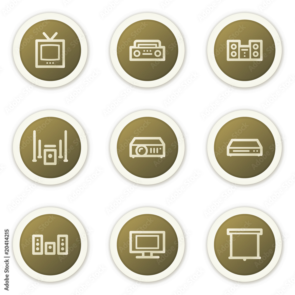 Audio video web icons, brown circle buttons series Audio video web icons, brown circle buttons series