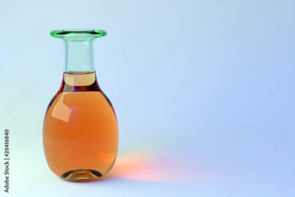 Glass bottle with auburn liquid Glass bottle with auburn liquid