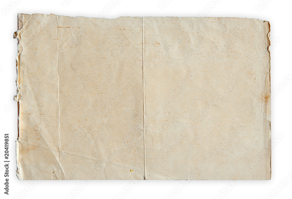ragged old paper isolated on white background