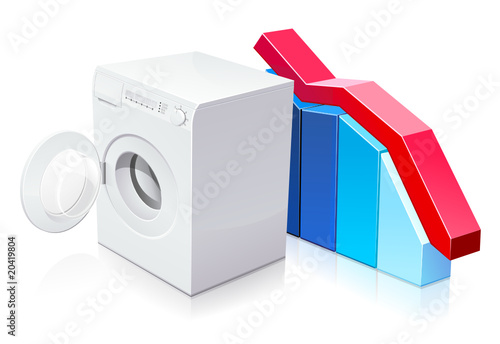 Lave-linge en baisse (reflet)