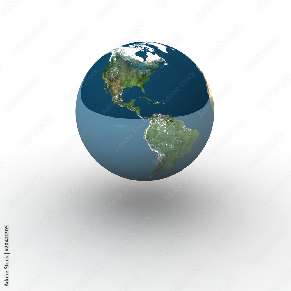 Fototapeta premium Globe on white background with shadow and reflection
