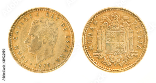 Una or 1 peseta - former Spanish money photo