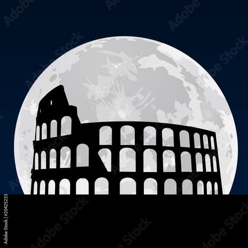 coliseum silhouette at night vector photo