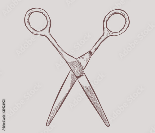 Hand drawn scissors vintage stylized