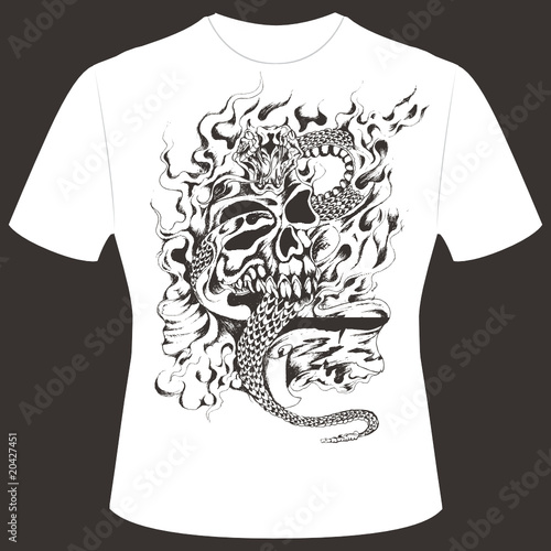 T-Shirt Print Skull und Schlange