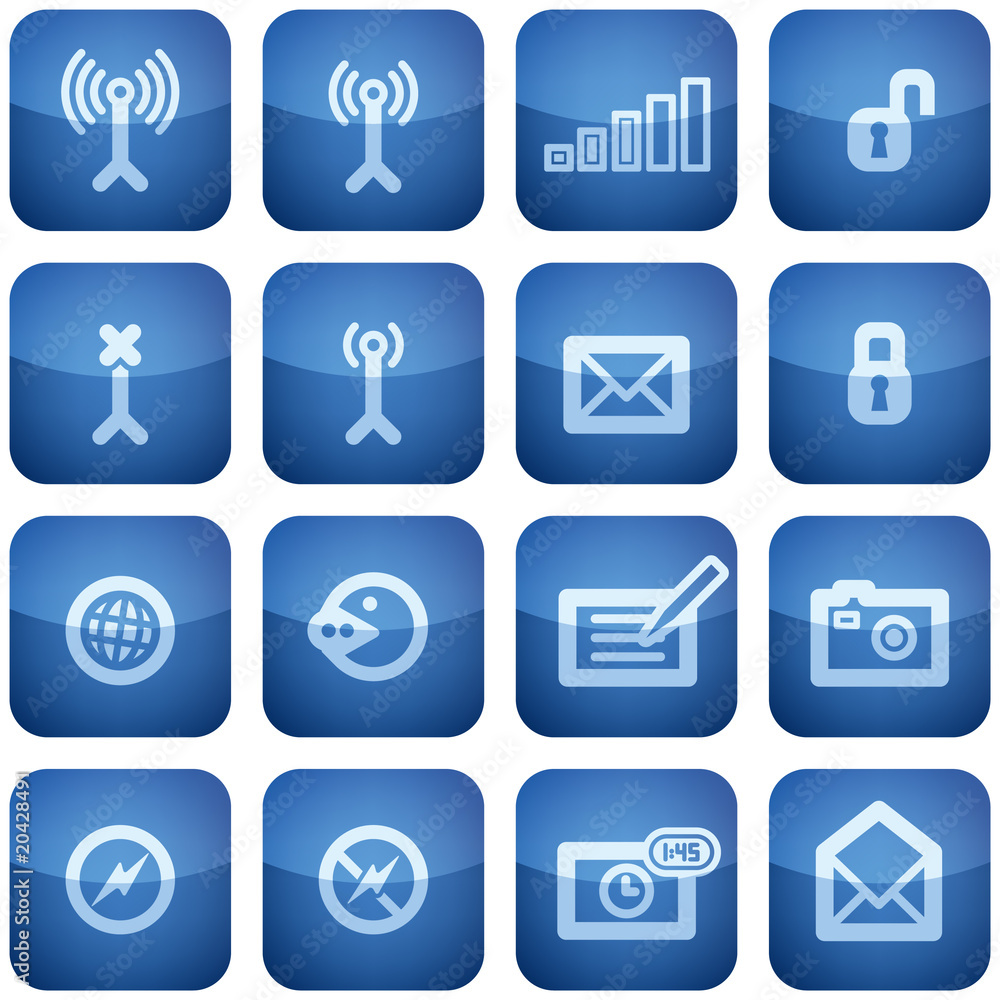 Cobalt Square 2D Icons Set: Phone display Cobalt Square 2D Icons Set: Phone display