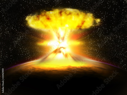 explosion champignon atomique dans l'espace