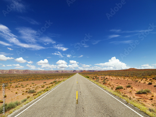 Two Lane Highway Through Desert