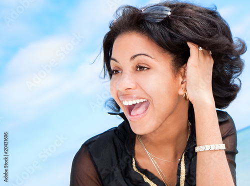 Canvas Print Beautiful caribbean brunette  smile