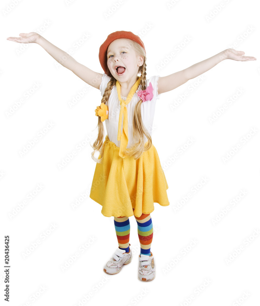little girl standing and sing. little girl standing and sing.