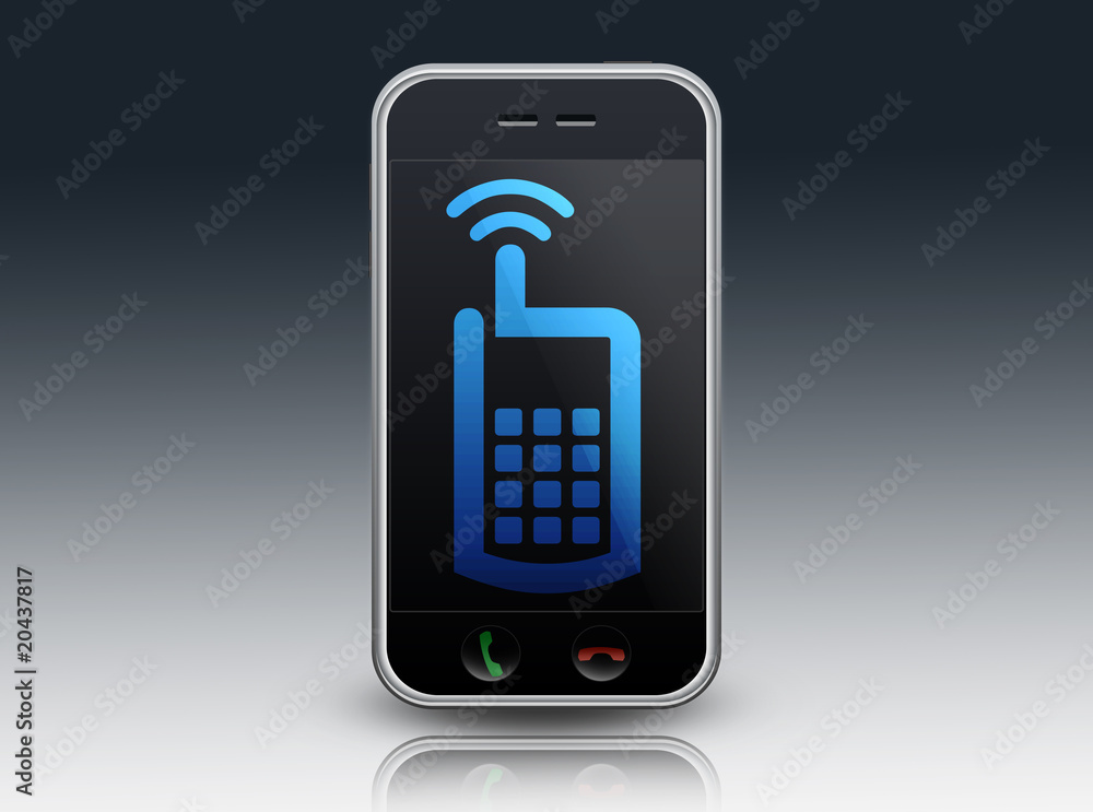 Mobile Device with cell phone logo on screen Mobile Device with cell phone logo on screen