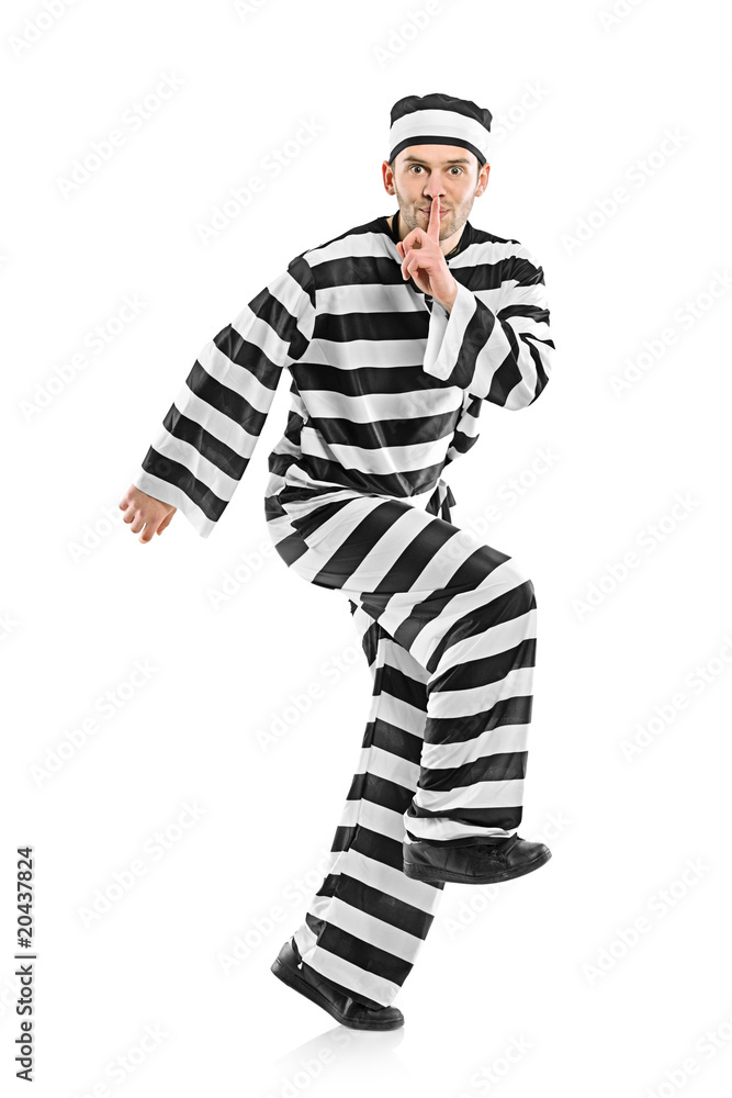 Prisoner escaping isolated on white background Prisoner escaping isolated on white background