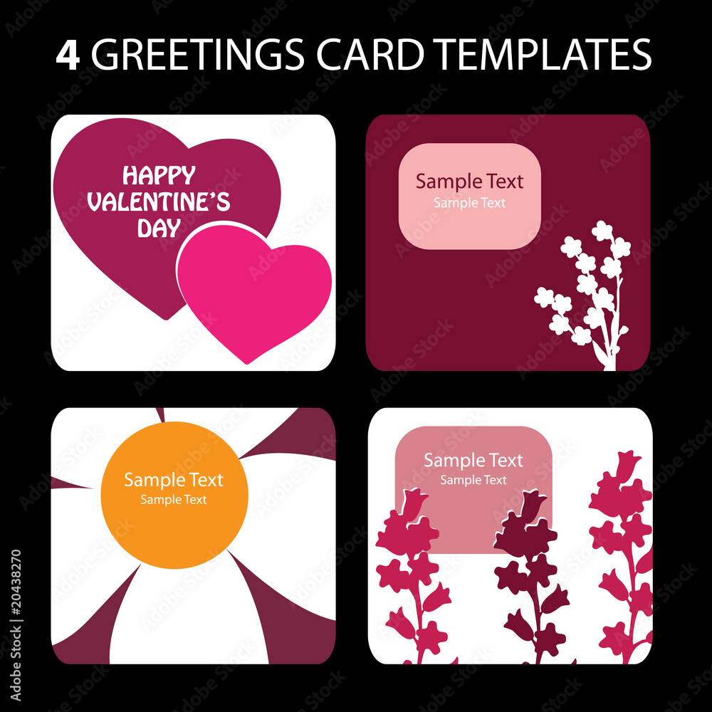 4 Greeting Cards: Valentine's Day